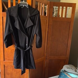 Black Wrap Double Breasted Knit Women's Coat